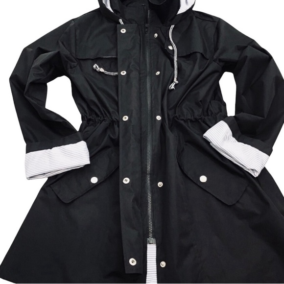 Women’s Front Zipper + Snaps Hooded Rain Jacket Fully Lined Black Size L… - Picture 3 of 16